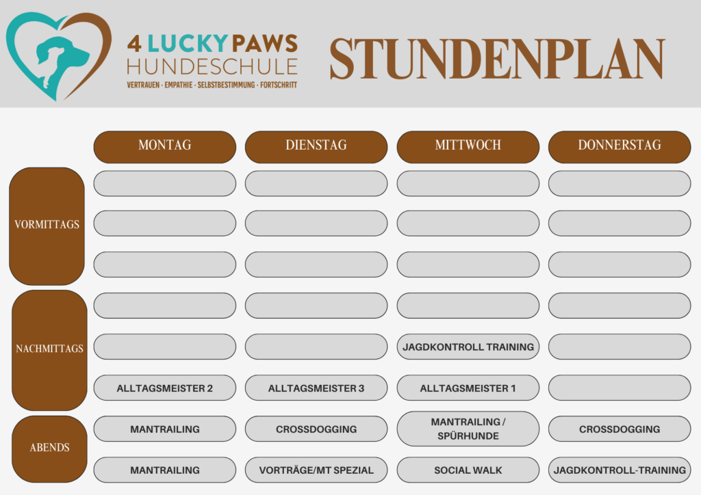 stundenplan hundeschule 4luckypaws